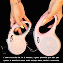 Coleira Guia Retrátil 3/5 Metros Pets Cachorro Cães Gatos Resistente com Trava até 12kg