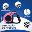 Coleira Guia Retrátil 3/5 Metros Pets Cachorro Cães Gatos Resistente com Trava até 12kg