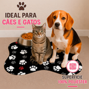 Tapete Pet Comedouro para Cachorro e gato - Tapete para Ração e Água Formato Ossinho 46x31 Antiderrapante