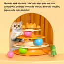 Torre de Brinquedo para Gatos de 4 Andares, com 3 Bolinhas e Penas, Estimula a Energia dos Gatos