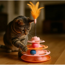 Torre de Brinquedo para Gatos de 4 Andares, com 3 Bolinhas e Penas, Estimula a Energia dos Gatos